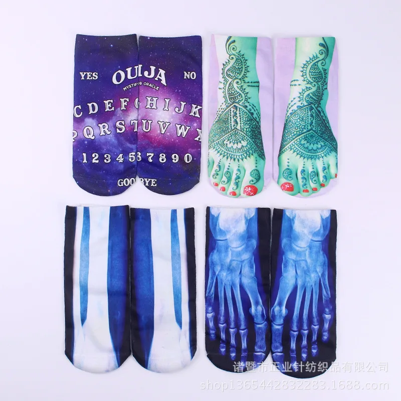 

New 3D Print Cute Unicorn Unisex Short Socks Creative Colorful Multiple Funny Skeleton Low Ankle Socks for Women Christmas Gift