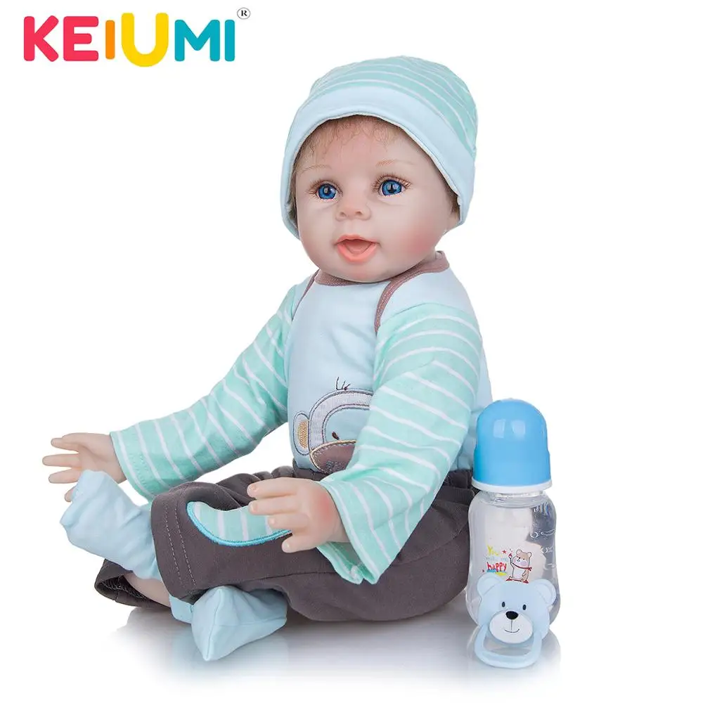 KEIUMI 22 дюймовая Коллекционная кукла новорожденный малыш тканевое тело 55 см Высокое качество корневые волосы