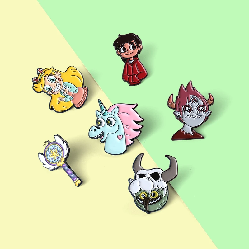 

Cute Cartoon Characters Enamel Lapel Pins Magic Wand Brooches Backpack Accessories for Women Men Who Love Anime Custom Jewelry