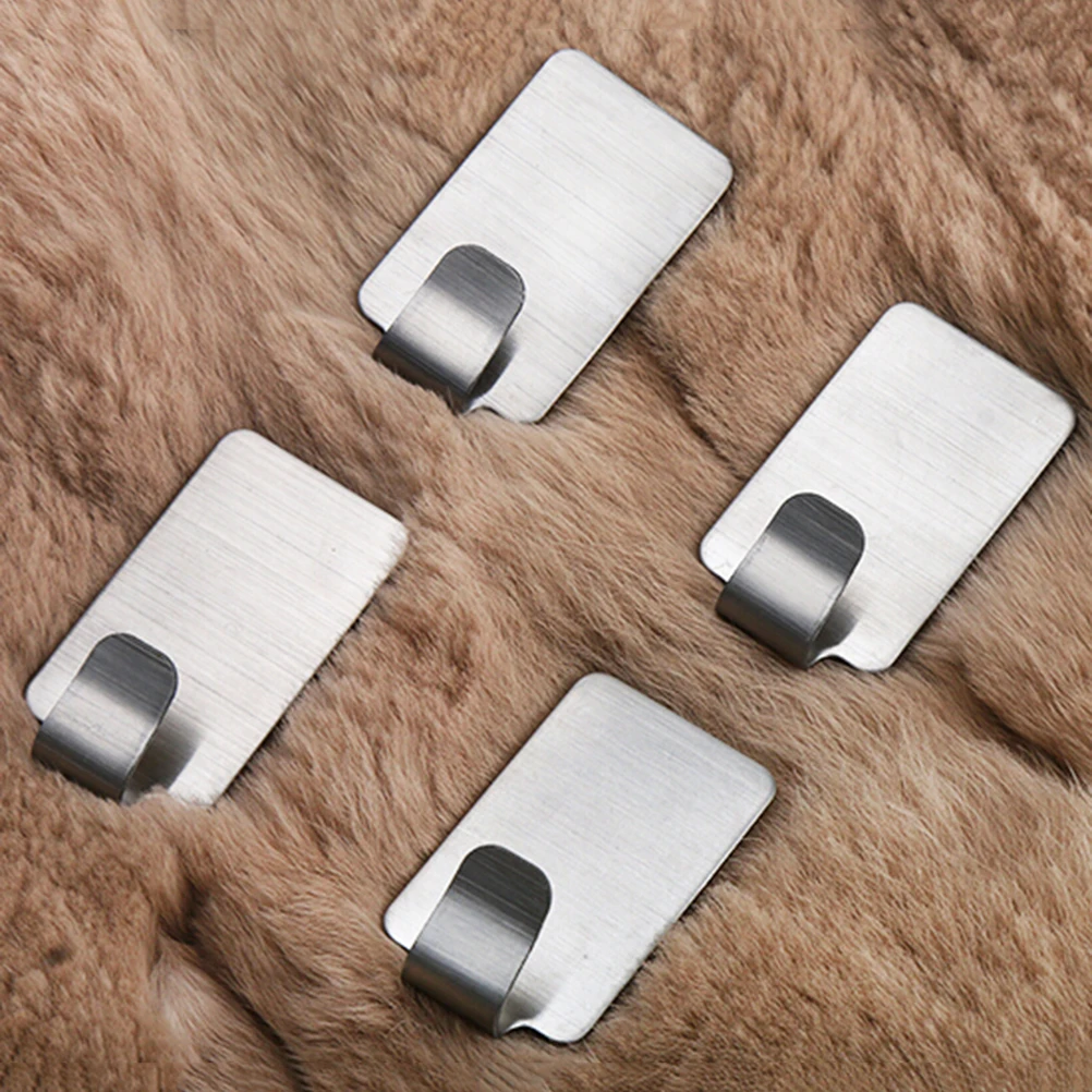 

6Pcs Stainless Steel Hanging Hooks For Family Robe Hats Bag Key Adhesive Wall Hanger For Bathroom Kitchen New