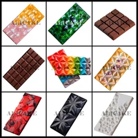 3d polycarbonate chocolate bar molds diamond thick tray for food grade chocolate moulds form bakery baking pastry tools