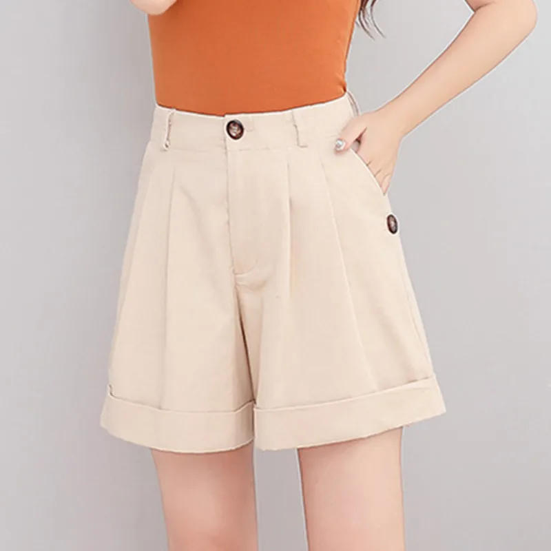 

New Fashion Women's Shorts High Waist Korean Cool Girls Cargo Shorts Casual Summer Black White Loose Wide Leg Shorts Streetwear
