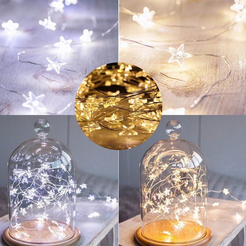 Star LED String Lights Christmas Xmas Tree Decor Wedding Party Decoration Garland Drop Ornaments Home Room Hanging Lamps | Дом и сад