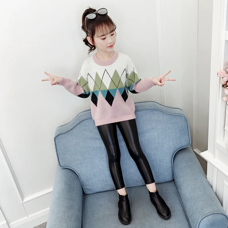 Новый детский свитер одежда для девочек детские пуловеры с круглым вырезом