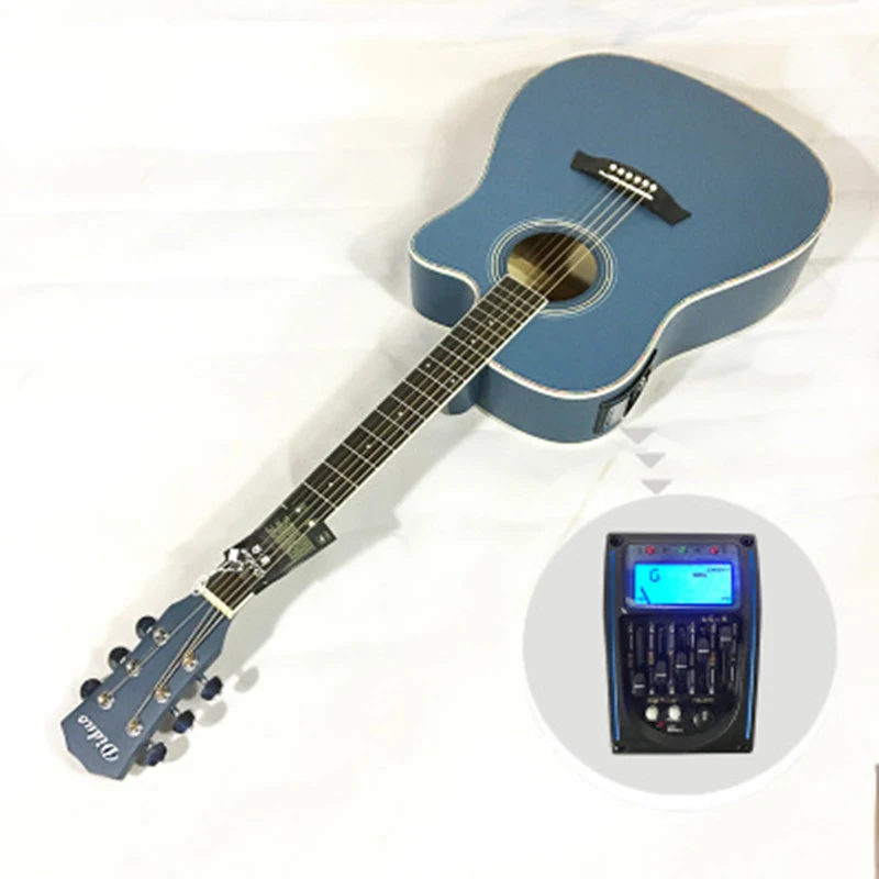 

Diduo 41 Inch Acoustic Electric Guitar Guitarra for Beginner Blue Excellent Musical Instrument Guitar Accessories AGT73