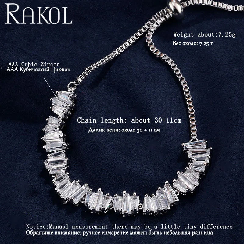 RAKOL нежный кубический циркон кластер Роскошные блестящие браслеты и для женщин