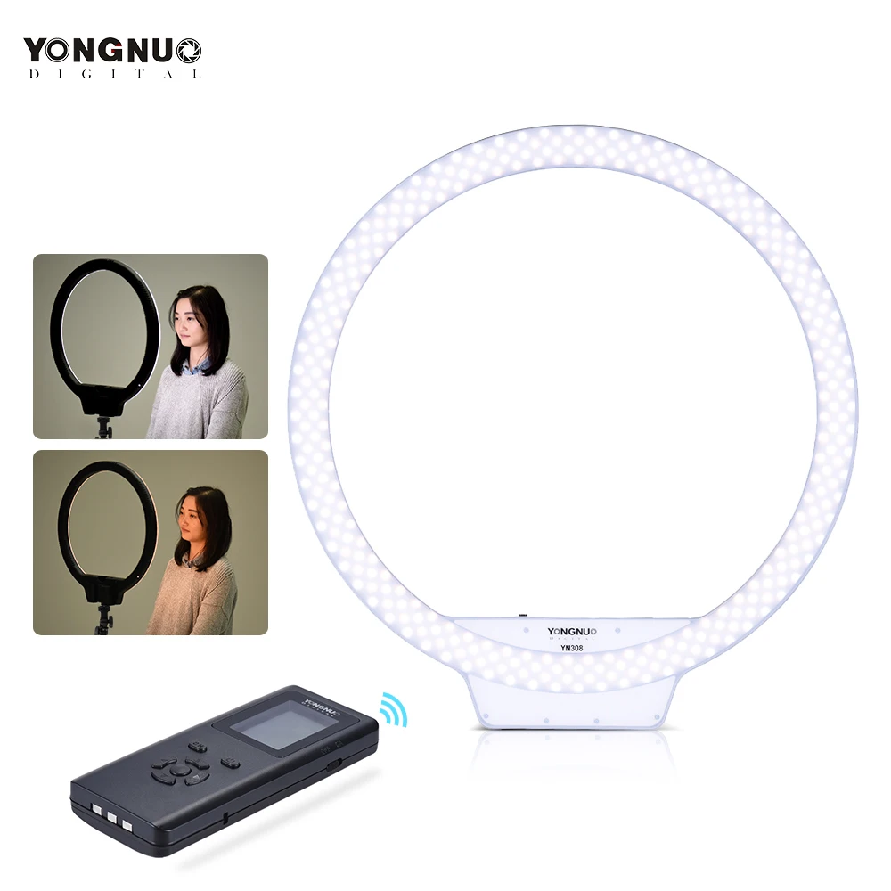 Двухцветный беспроводной светодиодный кольцевой светильник YONGNUO YN308 3200K ~ 5500K