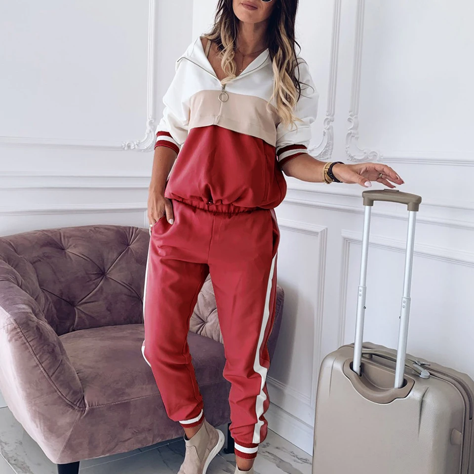 

Casual Women Clothes Sweat Suits 2 Piece Set female Tracksuit Two Piece Set Top and Pants