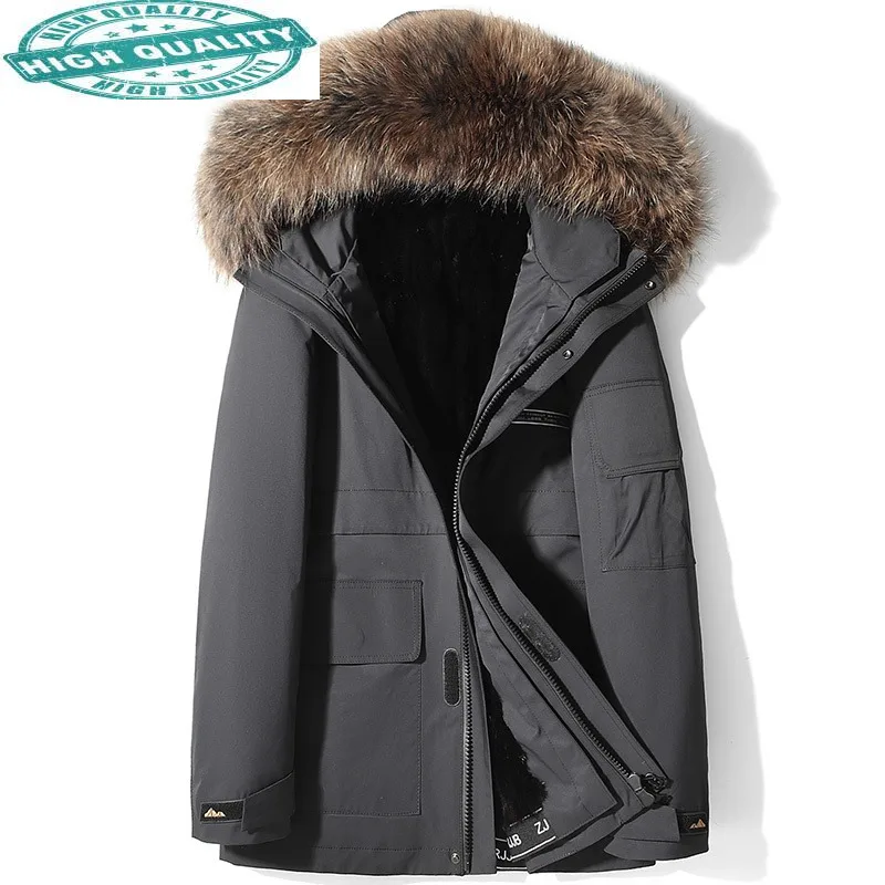 

Hooded Fox Fur Collar Parkas Male 2021 Winter Mink Fur Liner Warm Thick Jacket Black Men's Coats Casaco Masculino Gmm397