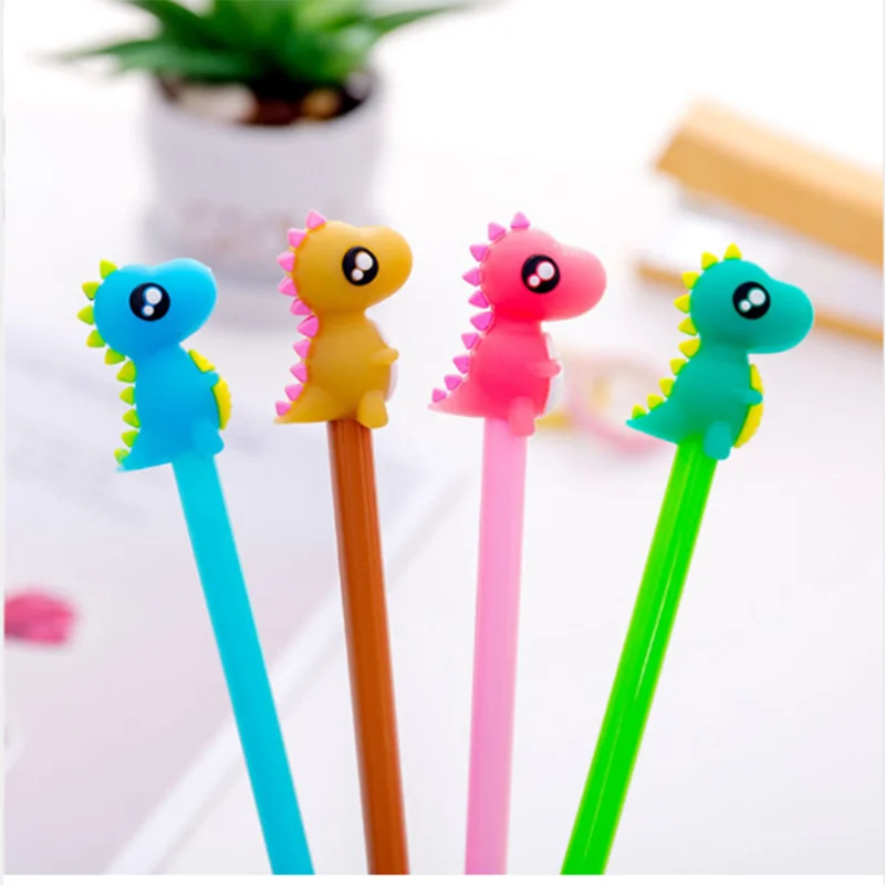 4Pcs Dinosaur 4 шт./лот, гелевая ручка с милым динозавром, 0,5 мм, креативная ручка с изображением животных из мультфильмов для письма, канцелярские принадлежности, школьные принадлежности, подарок - Цвет: 4Pcs Dinosaur