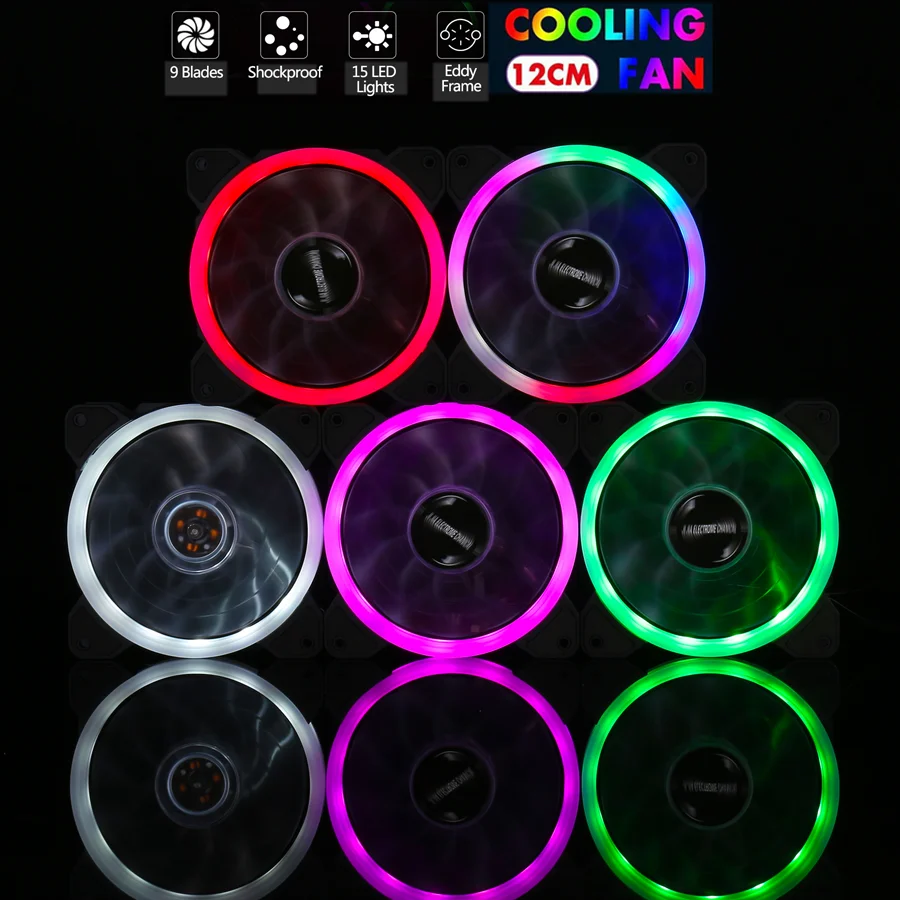 Цветная (RGB светодиодный вентилятор охлаждения 120 мм 12 см DC В Вентилятор 3Pin 4Pin