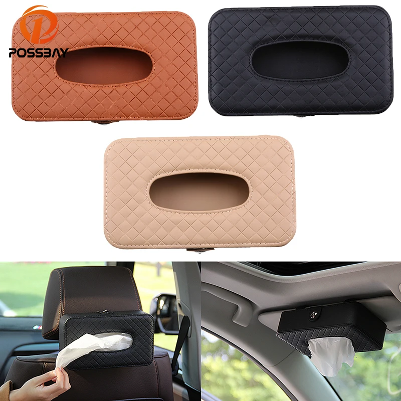 Тканевая коробка POSSBAY из микрофибры кожаная автомобильная для салфеток