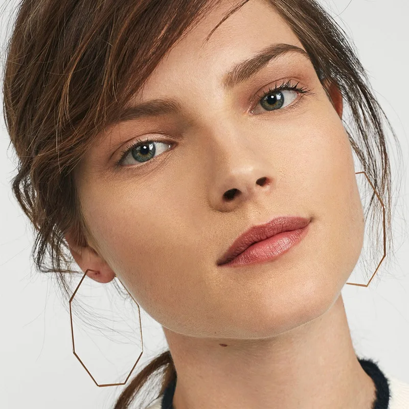 

Octagon Big Hoop Earrings For Women Minimalist Style Charm European Modern Female Wedding Jewelry Aretes De Mujer Gift For Wife