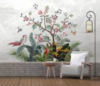 custom background wall flower and bird tropical rainforest room living room background wall mural wallpaper mural 3d wall for