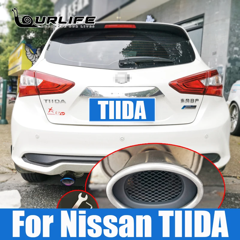 

304 Stainless Steel Car muffler Tail throat Modification For Nissan Tiida 2014 2015 2016 2017 2018 2019 2020 2021 Accessories