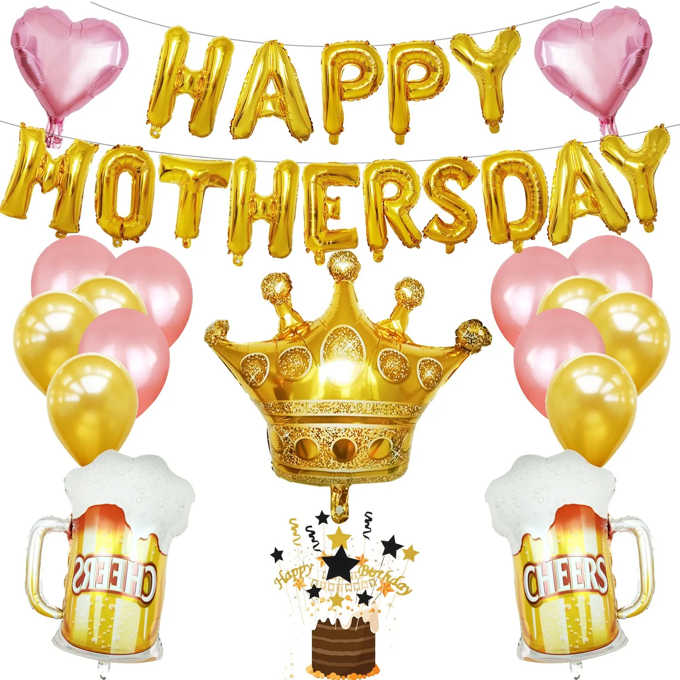 

New Happy Mother's Day Letter Foil Balloon Anniversary Event Party Decor Supplies Thanksgiving Mother's Day Balloon Decoration