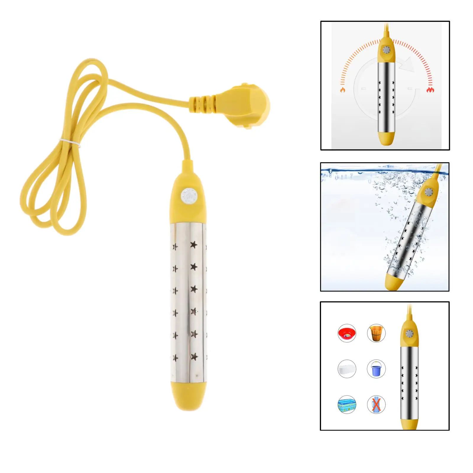 Электрический погружной нагреватель воды ведро с подогревом AU 2000 Вт светильник