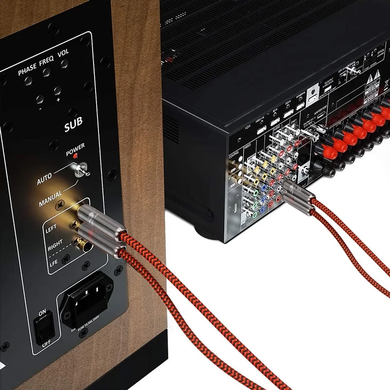 2 шт. стерео аудиокабель для сабвуфера DVD колонки ТВ домашнего кинотеатра|2 rca|rca to2