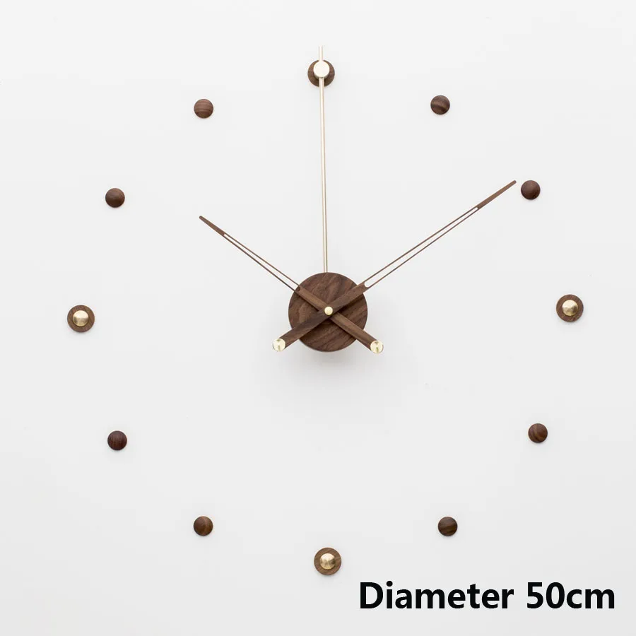 Wooden Diameter 50cm 80 см большие деревянные металлические настенные часы современный дизайн скандинавские украшения гостиной большие DIY часы из наклеек настенные домашние декоративные часы - Цвет: Wooden Diameter 50cm
