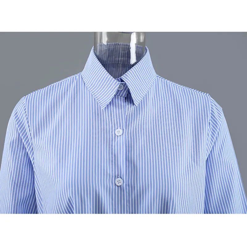 

XITAO Asymmetrical Stripe Bandage Dress New Women Shirt Dress Fashion Long Sleeve Simplicity Temperament Autumn 2021 WMD2391