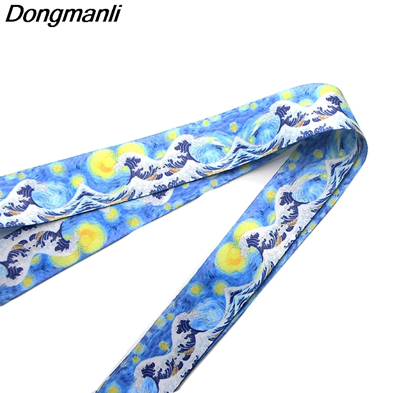 

PC1096 Wholesale 20pcs/lot The Starry Night And Kanagawa Lanyards ID Card Gym Mobile Badge Holder Lanyard Rope Chain Necklace