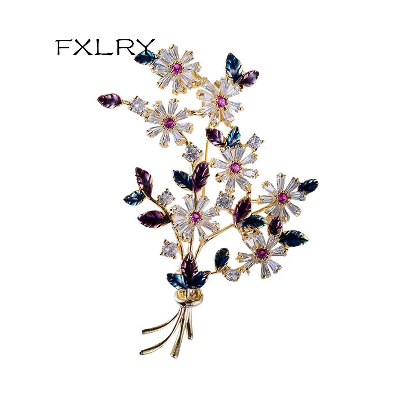 Женская Брошь В Виде Цветка FXLRY разноцветная брошь с кристаллами из циркония