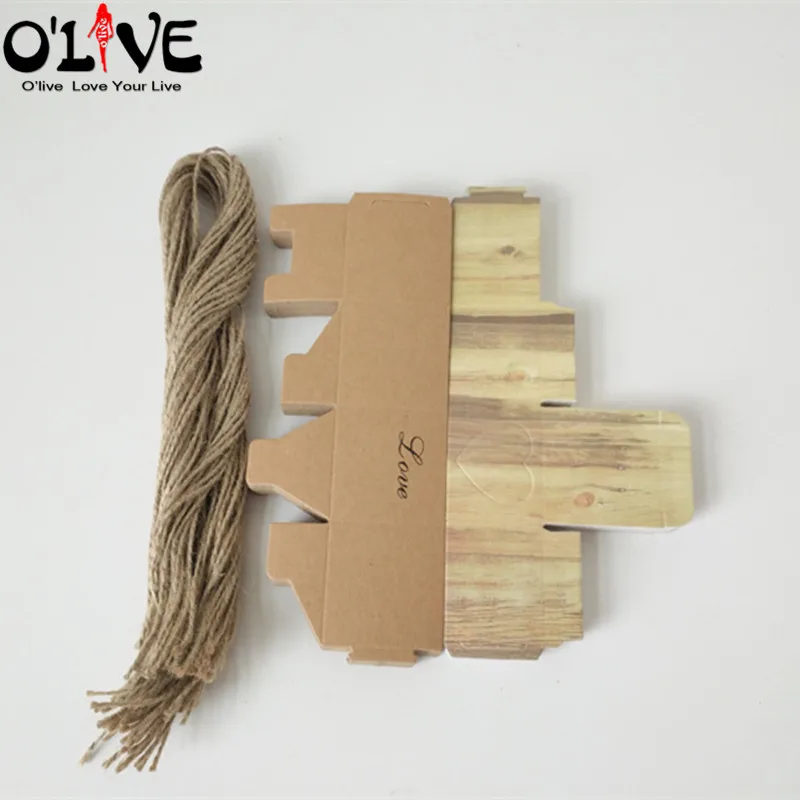 

50 Pcs Kraft Heart Candy Box Rustic Wedding Decoration Party Favors Box Vintage Gift Wrap Chocolate Bonbonniere Packaging