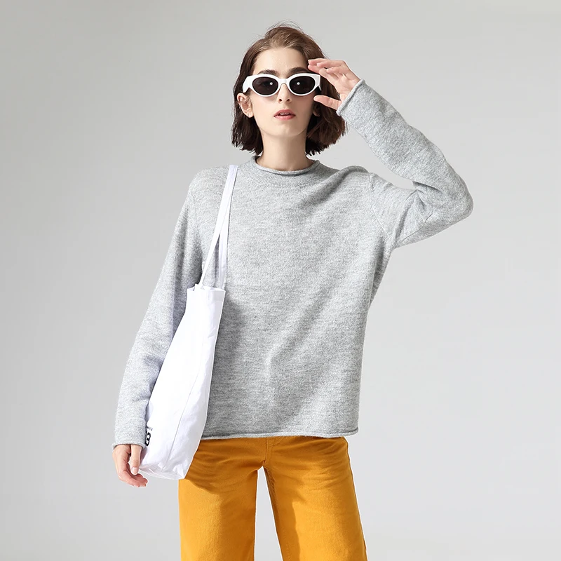 Женский базовый Однотонный свитер Toyouth серый пуловер с длинными рукавами и
