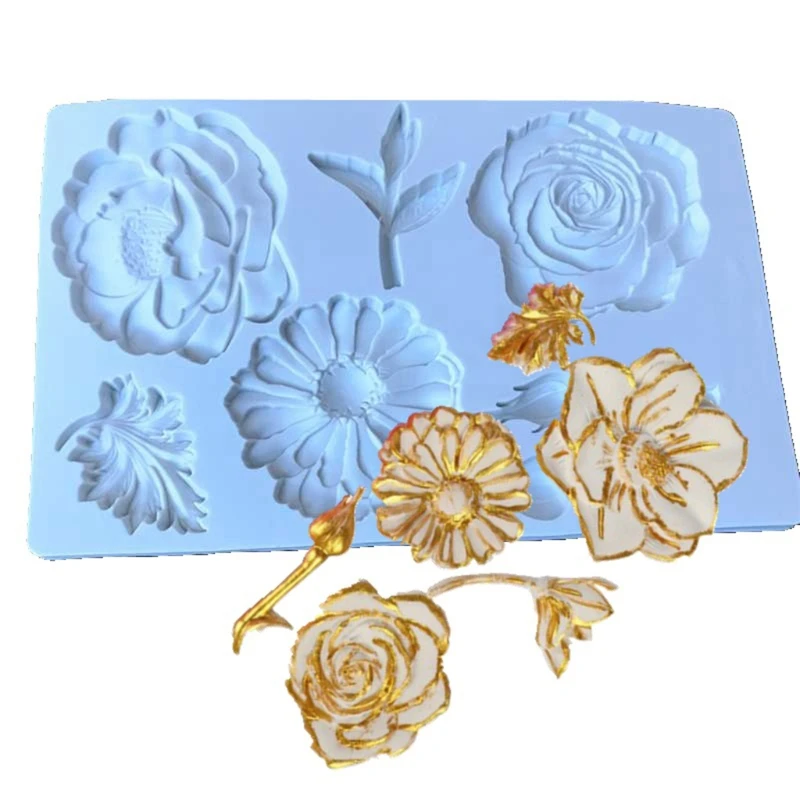 

DIY Handmade Soap Making Supplies Silicone Fondant Molds Exquisite Flower Cake Decorating Family Candle Molds Flexible