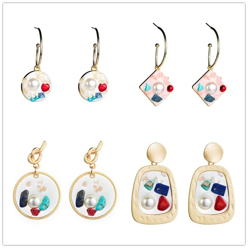 Женские Геометрические серьги подвески для девочек богемные золотые бусины