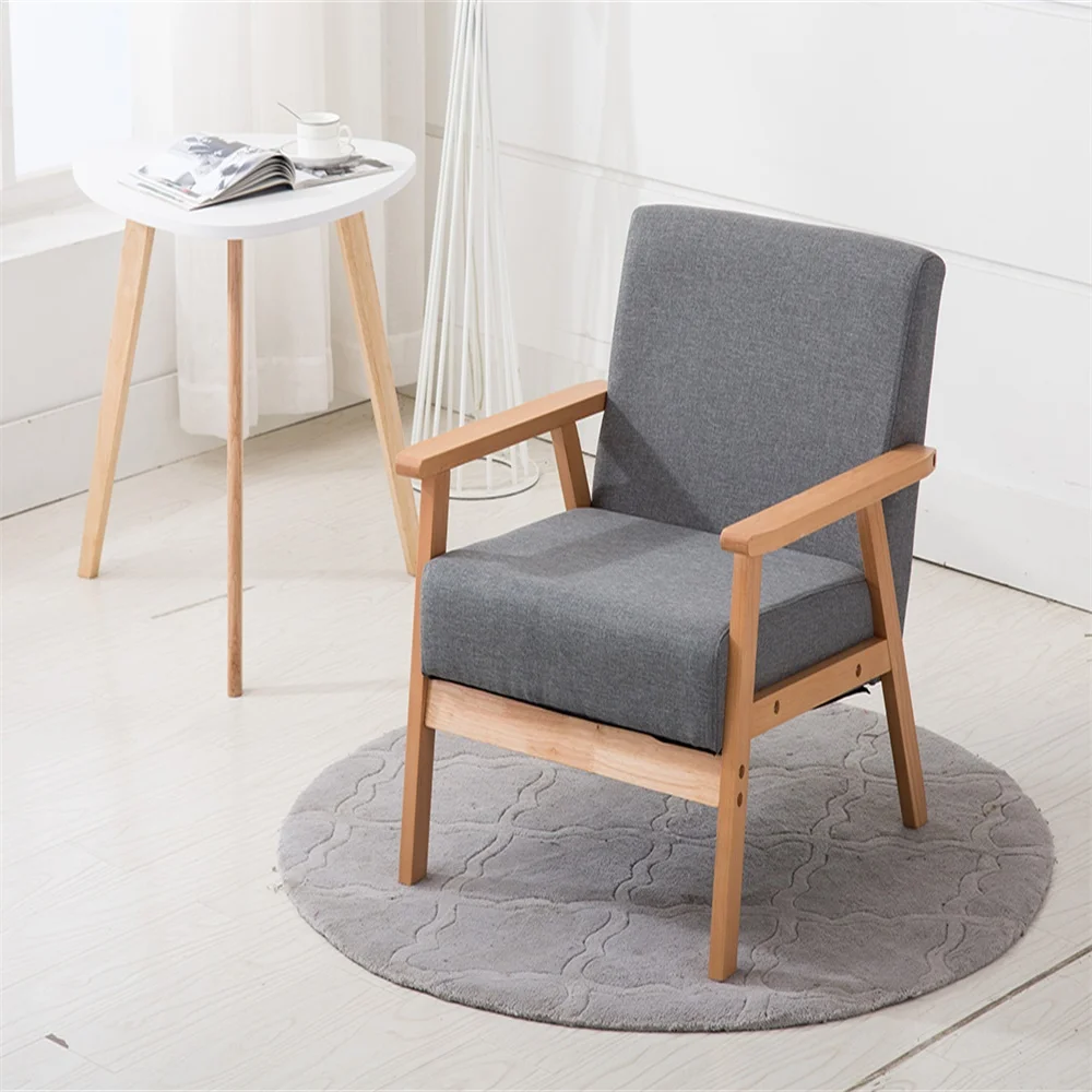 Set of 1 Armchair Modern Retro Scandinavian Lazy Sofa Leisure Lounge Fabric Beech Leg Gray for Living Room Bedroom Balcony Salon | Мебель