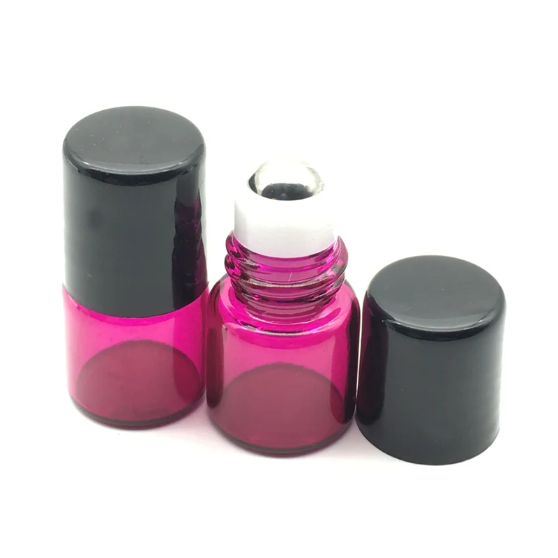5pcs Empty 1ml Refillable Perfume Sample Rose-red Roll On Glass Bottle Roller Essential Oil Container | Красота и здоровье