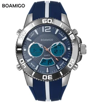 2020 men sports watches military digital analog watch boamigo brand quartz watch fashion rubber band wristwatch 30m waterproof
