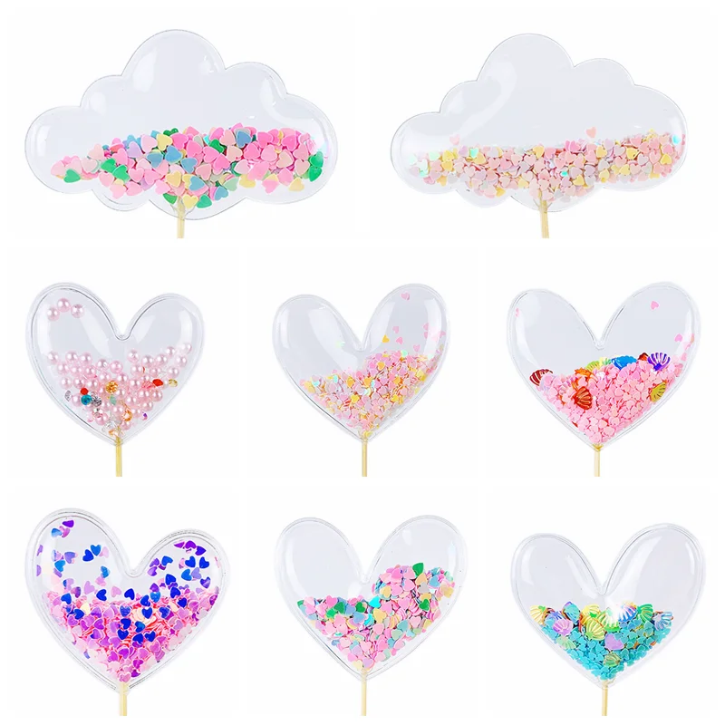 3/5 шт прозрачный торт Топпер Звезда Любовь Корона облачная Форма для свадебной