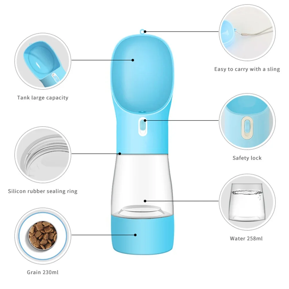 

Portable Pet Dog Water Bottle for Small Dogs Travel Puppy Cat Drinking Bowl Cereal Dispenser Outdoor Pet Feeder Dog Supplies