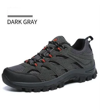 Dark Gray Мужская Уличная обувь для скалолазания большого размера; кожаная дышащая сетчатая нескользящая обувь с защитой от царапин; спортивная обувь для треккинга и пеших прогулок - Цвет: Dark Gray