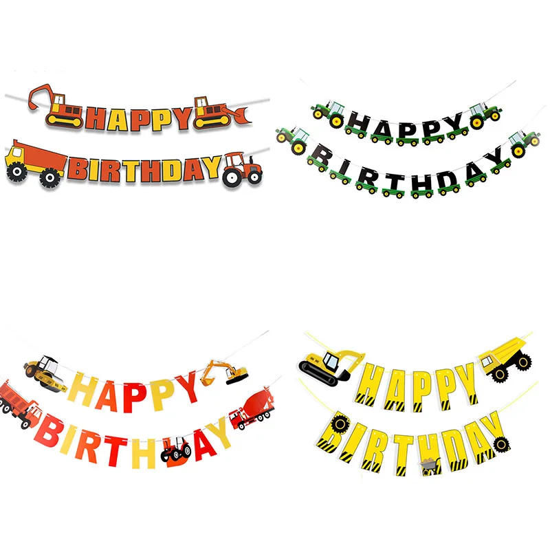 Construction Birthday Party Supplies Dump Truck Kits Banner Balloon Set for Kids Boy Party Fireman Firefighter Party Decoration