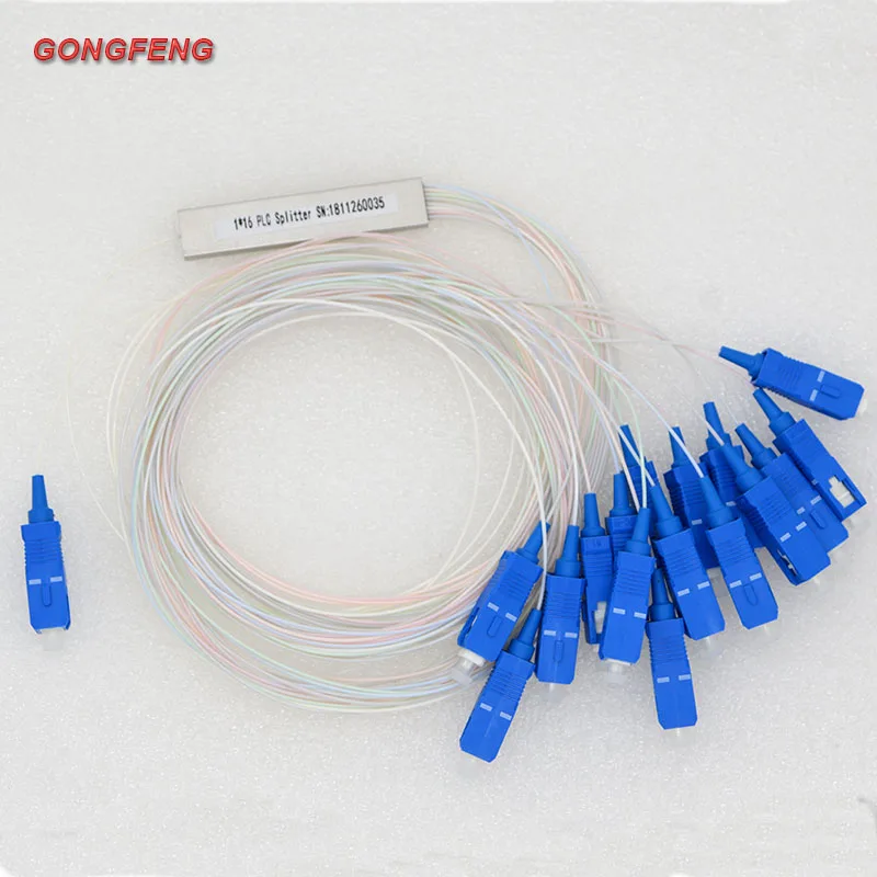 30Pcs New 0.9mm Mini PLC Optical Fiber Splitter SC/UPC/APC1:16 Single Mode Differential Fiber Optical Splitter Special Wholesale