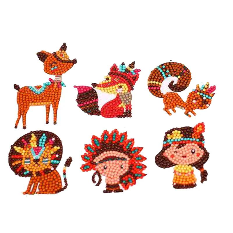 

5d DIY Round Diamond Painting Kits for Kids animals Diamond Painting cartoon fantasy Stickers Kits for Kids - 9 Pieces