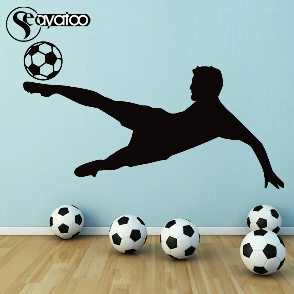 Спортивная виниловая наклейка на стену с изображением футбольного мяча|Наклейки