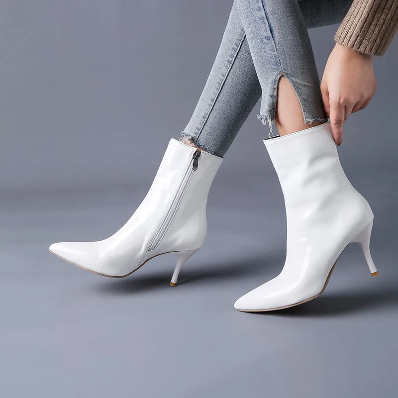 

Asumer plus size 34-47 fashion ankle boots for women pointed toe lace up autumn winter boots elegant ladies prom boots 2020 new