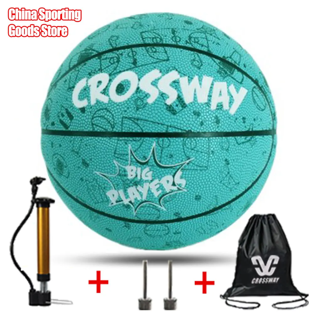 Баскетбольный мяч, Кроссвей, противоскользящий материал, для тренировок в помещении и на открытом воздухе, воздушный насос, Воздушная игла, ...