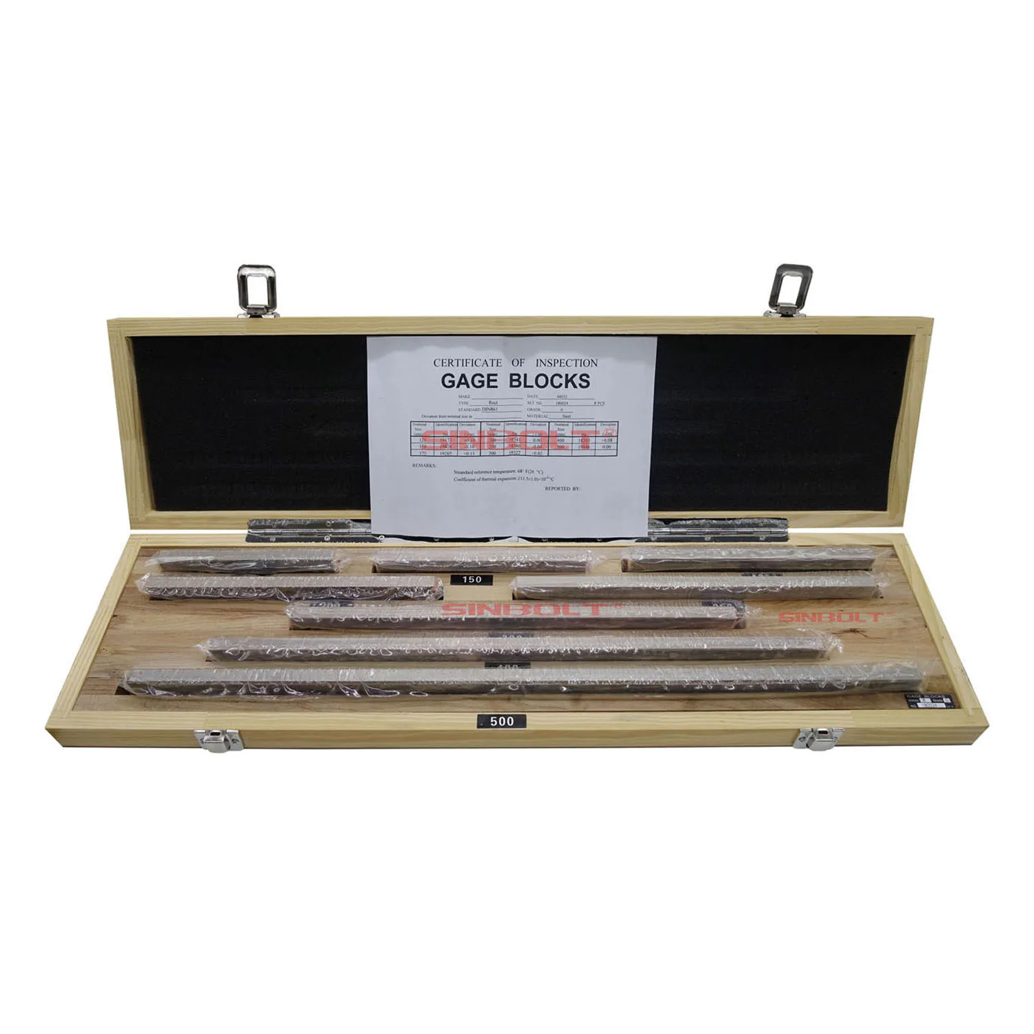 

Block Gauge Set, 125-500mm,8pcs, 0Grade,1Grade