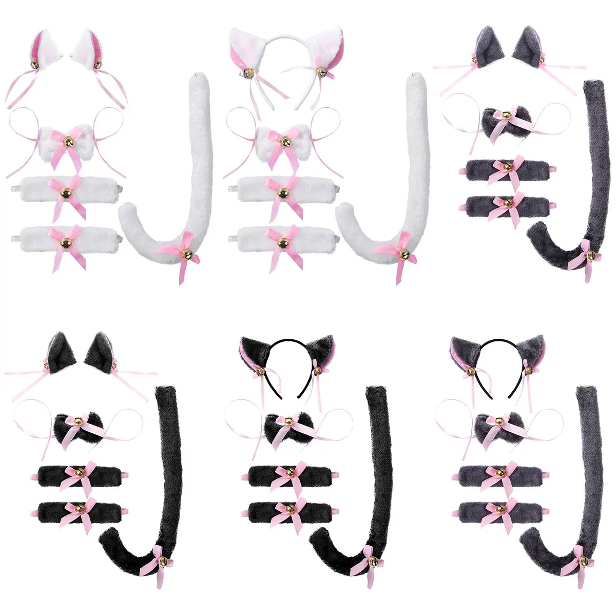 4 шт. обруч для волос с кошачьими ушками и заколками галстуком бабочкой комплект