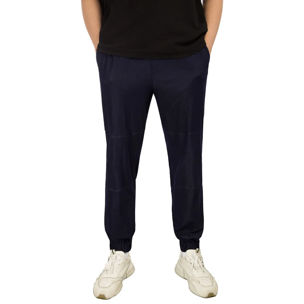

Men Stylish Tiered Pants Elastic Drawstring Waist Cuffed Hem Sweatpants Long Diamond Pattern Fine Thread Jacquard Cardigan Sweat