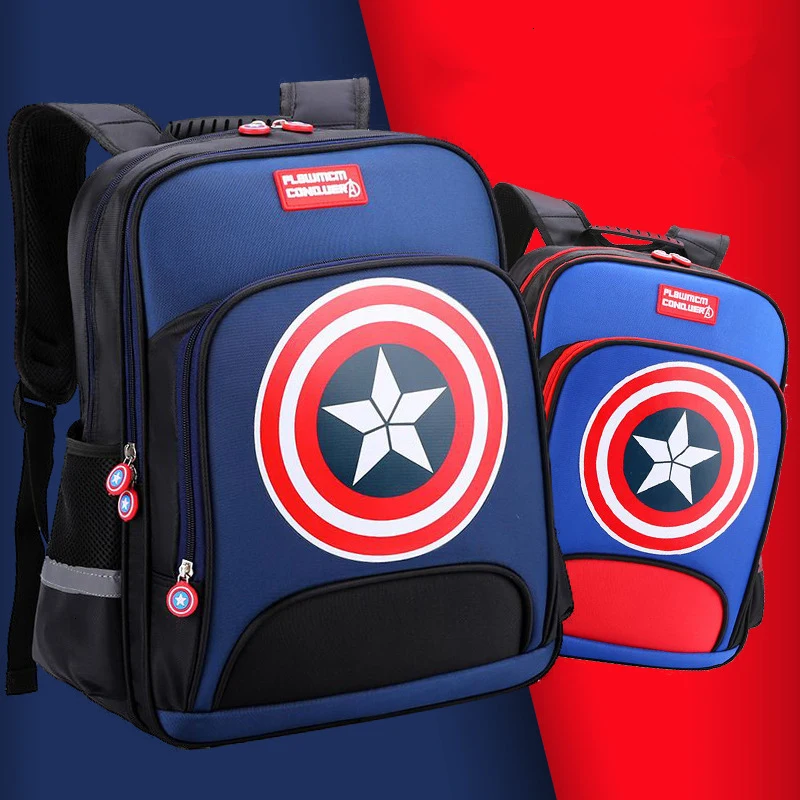 America Captain Children Cartoon printing School Bags For Boys Orthopedic Waterproof Backpacks kids Book bag Satchel Mochila