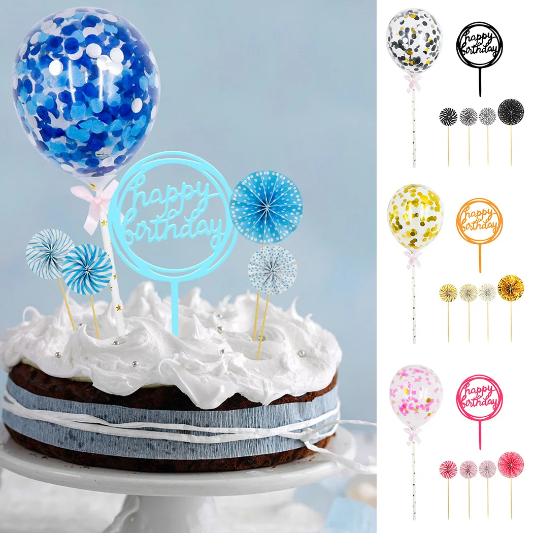 

1 Year Birthday Decor Paper Fan Balloon Caketopper Set Birthday Party Decor Party Favors for Kids Birthday Baby Shower Decor