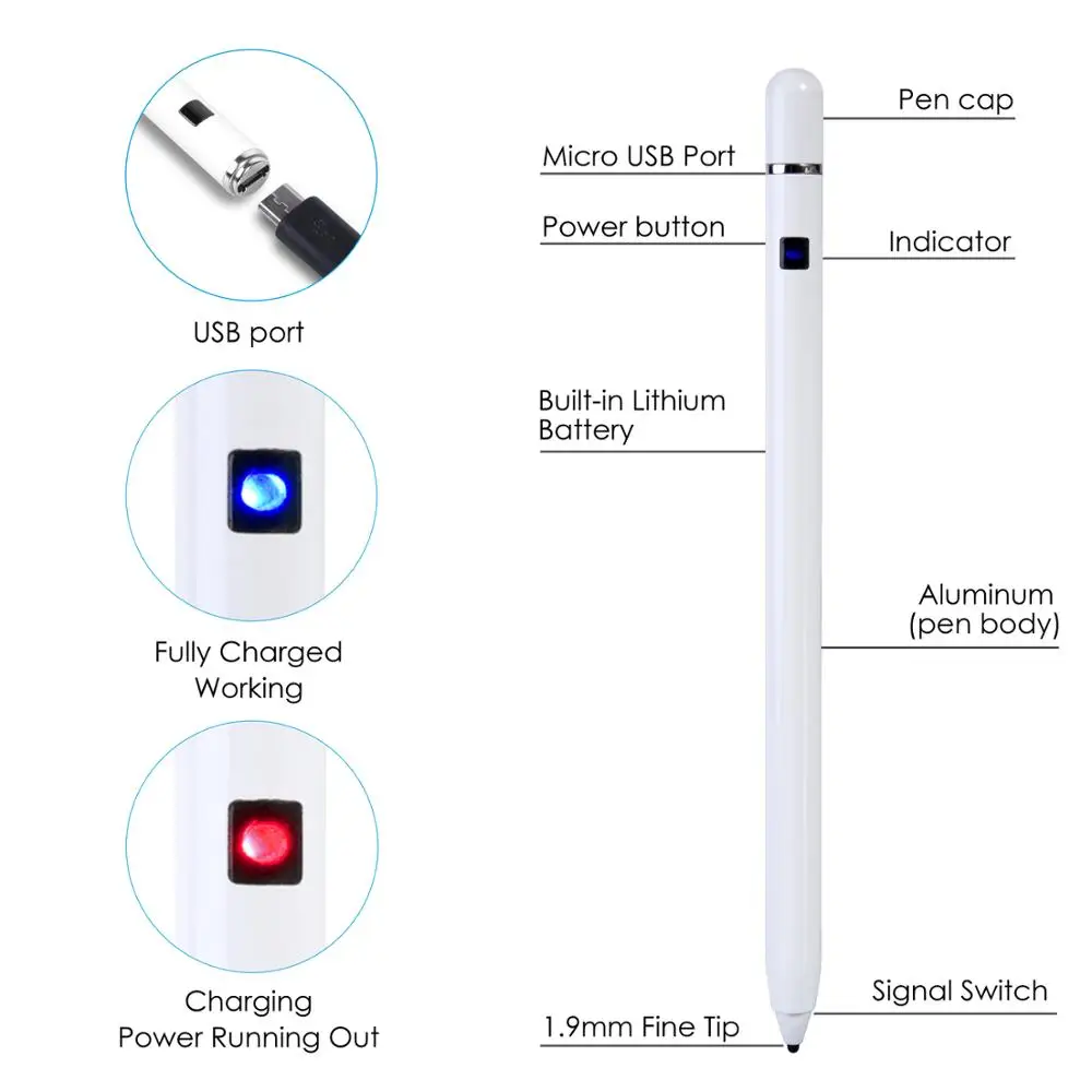 Высокоточный активный стилус для iPad Pro 11 12,9 9,7 Air 3 Mini 5 для поверхности samsung huawei Tablet Phone совместимый