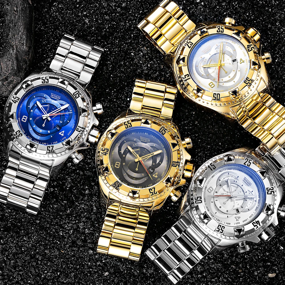 Часы TEMEITE мужские кварцевые аналоговые синие|Кварцевые часы| |