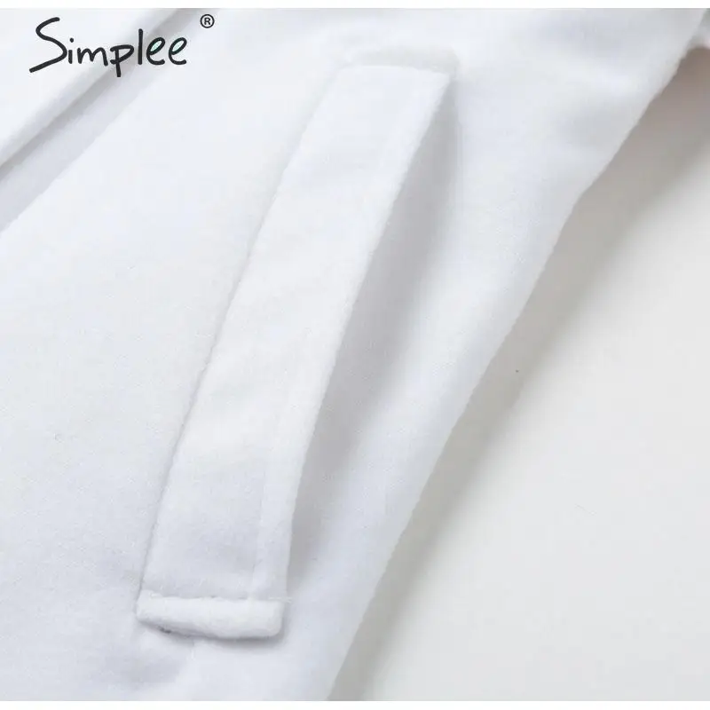 Simplee Vintage двубортный белый длинный плащ двубортный белый длинный плащ для женщин тонкий плащ офис сплошной плащ платье